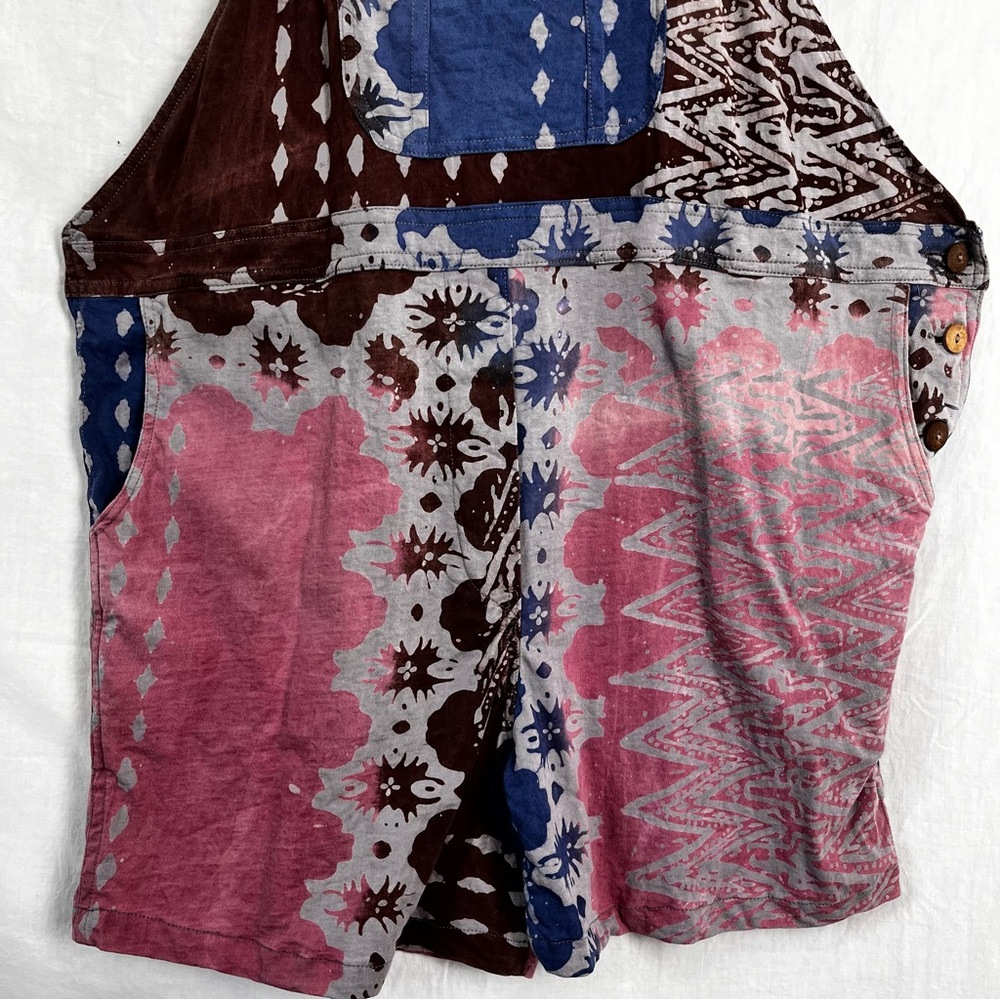 Batik Patchwork Shortalls Medium Large Colorful C… - image 3